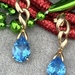 Tear Drop Blue Stone 14k Chain Style Earrings