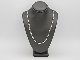 14kt 17" Designer White Gold Necklace W/ Yellow Stones