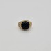  SZ 9.5 14kt Y/G Nugget Style Ring With Black Stone