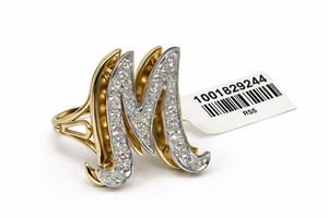 Letter M  14kg  Diamond Cluster Ring