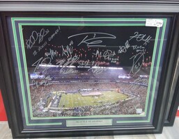 Superbowl XLVII Seattle Seahawks Championship Stadium Picture Signed By Team
