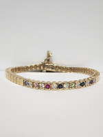 Female Yellow Gold Bracelet 14kt - With Multi-Colored Stones