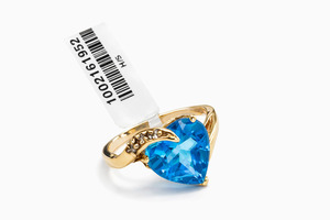 14kyg Wmns Blue Heart Band Ring 2.5dwt 