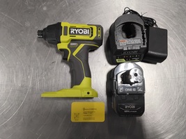 RYOBI ONE+ 18V Cordless 1/4 in. Impact Drill 1.5 Ah Battery & Charger 
