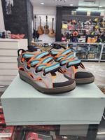 New Lanvin Curb, Grey & Orange Sneakers, Size 42/11 US