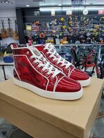 Christian Louboutin Louis Orlato Mid Red Patent Psychic, Size 8