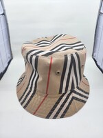 New, Burberry Reversible Icon Stripe Bucket Hat Archive, Beige