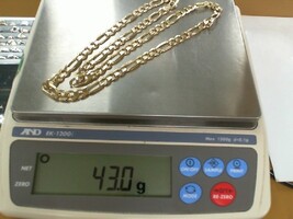  14KT FIGARO CHAIN 27.6DWT / 43 GRAMS 24"